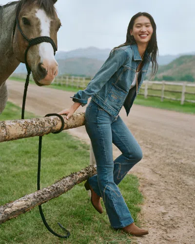 Abercrombie & Fitch High Rise Bootcut Jean In Blue