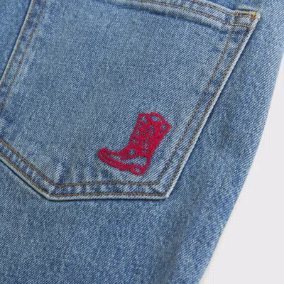 Abercrombie & Fitch Curve Love High Rise 90s Relaxed Cowboy Embroidered Jean In Blue