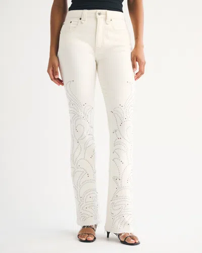 Abercrombie & Fitch Curve Love High Rise Bootcut Jean In White