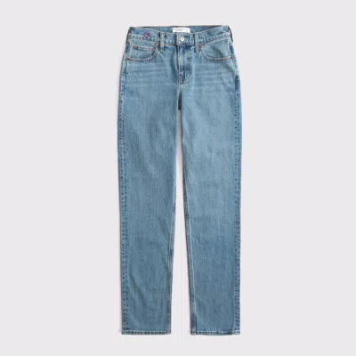 Abercrombie & Fitch Mid Rise 90s Straight Heart Embroidered Jean