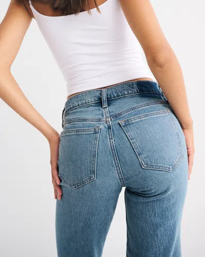 Abercrombie & Fitch Mid Rise 90s Straight Heart Embroidered Jean