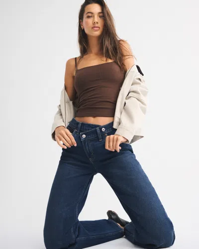 Abercrombie & Fitch High Rise 90s Relaxed Crossover Waistband Jean In Blue