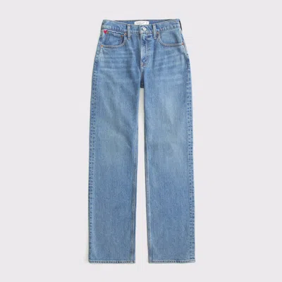 Abercrombie & Fitch Curve Love High Rise 90s Relaxed Heart Embroidered Jean