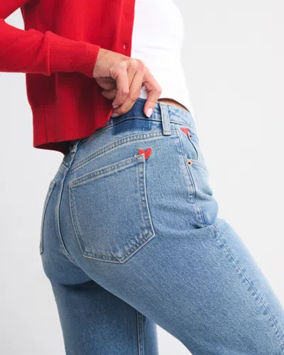 Abercrombie & Fitch Curve Love High Rise 90s Relaxed Heart Embroidered Jean