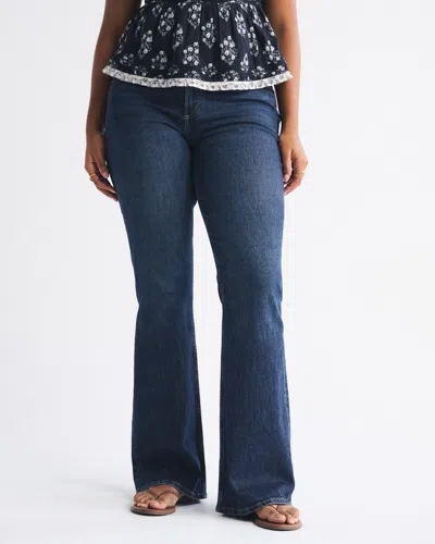 Abercrombie & Fitch Curve Love Mid Rise Bootcut Rhinestone Pocket Jean In Blue