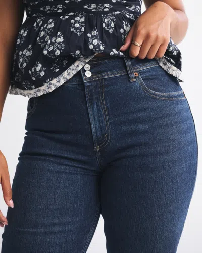 Abercrombie & Fitch Curve Love Mid Rise Bootcut Rhinestone Pocket Jean In Blue