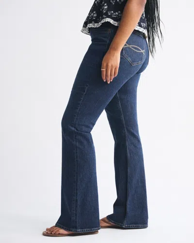 Abercrombie & Fitch Curve Love Mid Rise Bootcut Rhinestone Pocket Jean In Blue