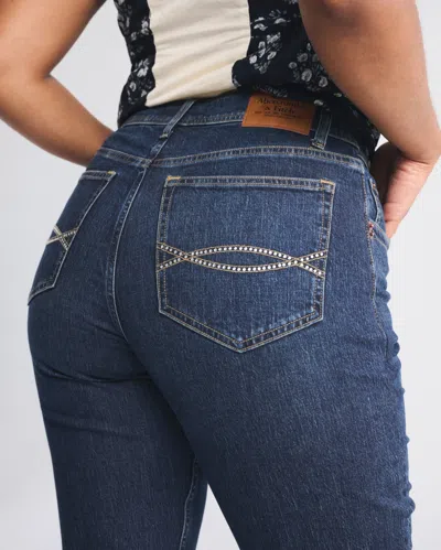 Abercrombie & Fitch Curve Love Mid Rise Bootcut Rhinestone Pocket Jean In Blue