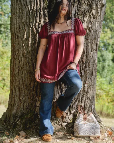 Abercrombie & Fitch Curve Love Mid Rise Bootcut Rhinestone Pocket Jean In Blue