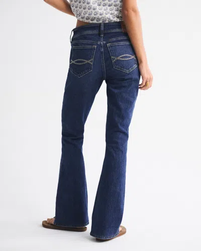 Abercrombie & Fitch Mid Rise Bootcut Rhinestone Pocket Jean In Blue