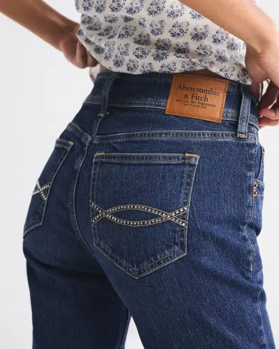 Abercrombie & Fitch Mid Rise Bootcut Rhinestone Pocket Jean In Blue
