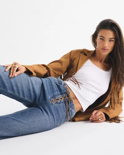 Abercrombie & Fitch High Rise 90s Relaxed Vegan Suede Lace Jean