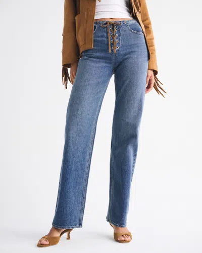 Abercrombie & Fitch High Rise 90s Relaxed Vegan Suede Lace Jean