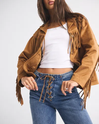 Abercrombie & Fitch High Rise 90s Relaxed Vegan Suede Lace Jean