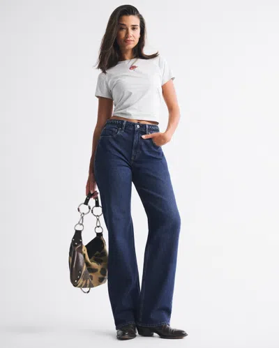 Abercrombie & Fitch Curve Love High Rise 90s Relaxed Braided Waistband Jean In White