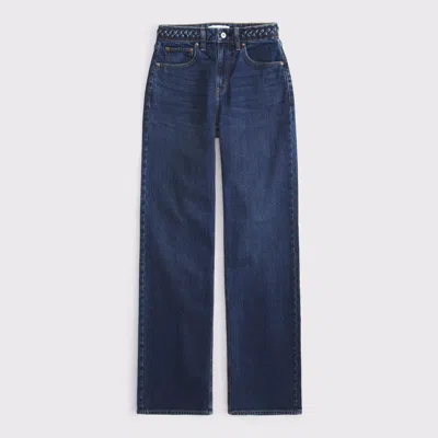 Abercrombie & Fitch Curve Love High Rise 90s Relaxed Braided Waistband Jean In White