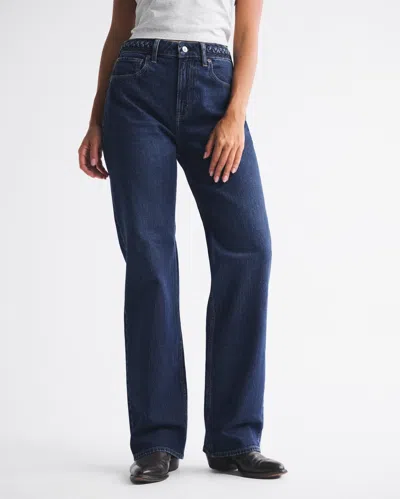 Abercrombie & Fitch Curve Love High Rise 90s Relaxed Braided Waistband Jean In White