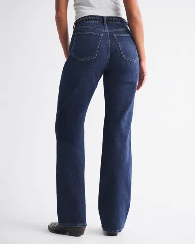 Abercrombie & Fitch Curve Love High Rise 90s Relaxed Braided Waistband Jean In White