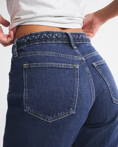 Abercrombie & Fitch Curve Love High Rise 90s Relaxed Braided Waistband Jean In White