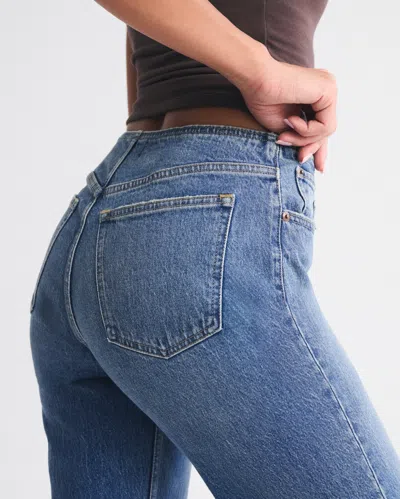 Abercrombie & Fitch Curve Love High Rise 90s Relaxed Vegan Suede Lace Jean In Blue