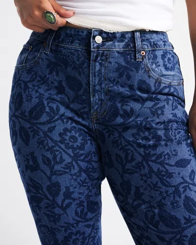Abercrombie & Fitch Curve Love Mid Rise Bootcut Floral Print Jean