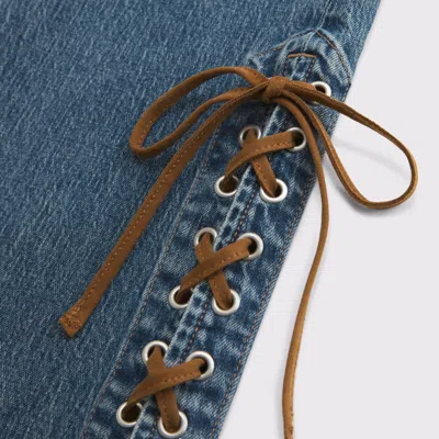 Abercrombie & Fitch Curve Love Mid Rise Bootcut Vegan Suede Lace Jean In Brown