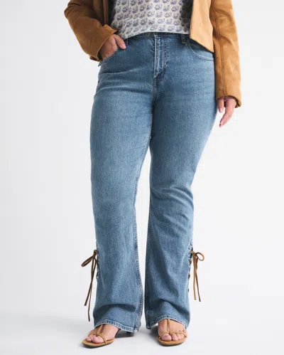 Abercrombie & Fitch Curve Love Mid Rise Bootcut Vegan Suede Lace Jean In Brown