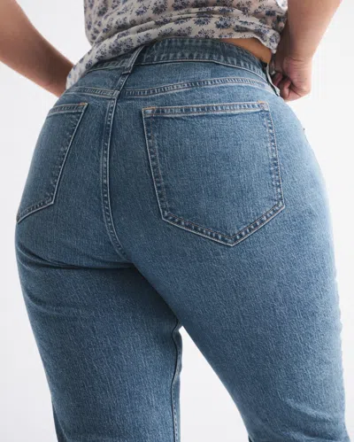 Abercrombie & Fitch Curve Love Mid Rise Bootcut Vegan Suede Lace Jean In Brown