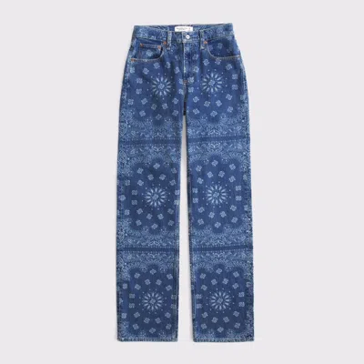 Abercrombie & Fitch Curve Love High Rise 90s Relaxed Bandana Print  Jean In Multi