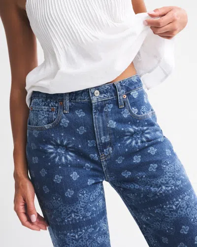 Abercrombie & Fitch Curve Love High Rise 90s Relaxed Bandana Print  Jean In Multi