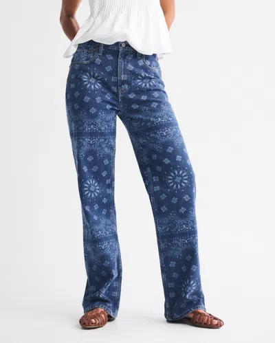 Abercrombie & Fitch Curve Love High Rise 90s Relaxed Bandana Print  Jean In Multi