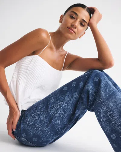 Abercrombie & Fitch Curve Love High Rise 90s Relaxed Bandana Print  Jean In Multi