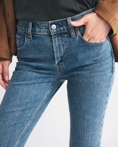 Abercrombie & Fitch Mid Rise Bootcut Vegan Suede Lace Jean In Blue