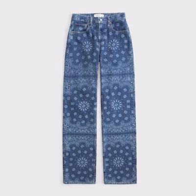 Abercrombie & Fitch High Rise 90s Relaxed Bandana Print  Jean In Blue