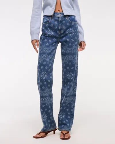 Abercrombie & Fitch High Rise 90s Relaxed Bandana Print  Jean In Blue