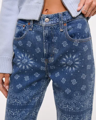 Abercrombie & Fitch High Rise 90s Relaxed Bandana Print  Jean In Blue