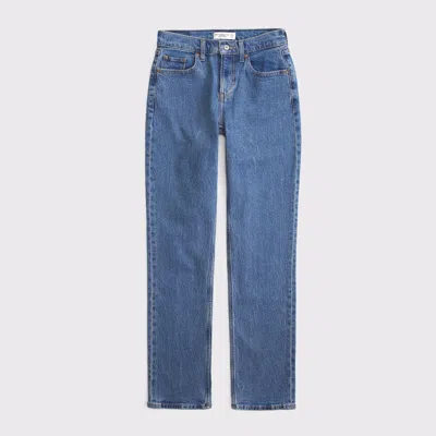Abercrombie & Fitch Mid Rise 90s Straight Jean In Blue