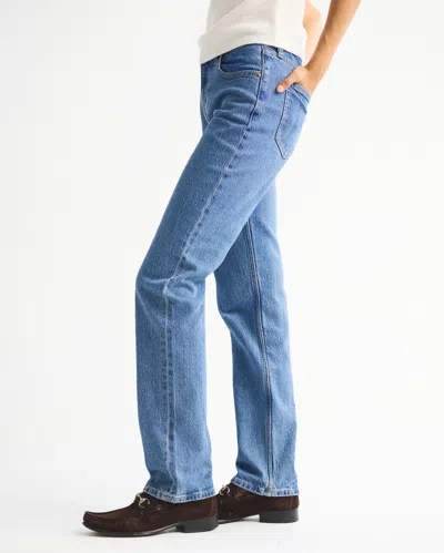 Abercrombie & Fitch Mid Rise 90s Straight Jean In Blue