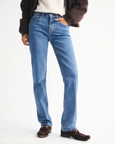 Abercrombie & Fitch Mid Rise 90s Straight Jean In Blue