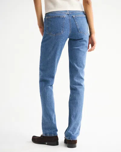 Abercrombie & Fitch Mid Rise 90s Straight Jean In Blue