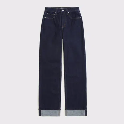 Abercrombie & Fitch High Rise 90s Relaxed Cuffed Hem Jean In Blue