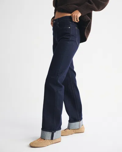 Abercrombie & Fitch High Rise 90s Relaxed Cuffed Hem Jean In Blue