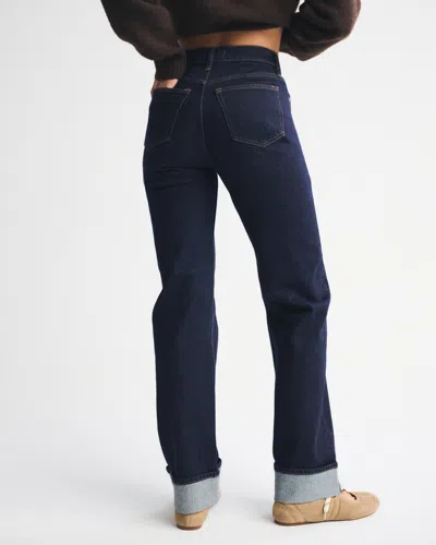 Abercrombie & Fitch High Rise 90s Relaxed Cuffed Hem Jean In Blue