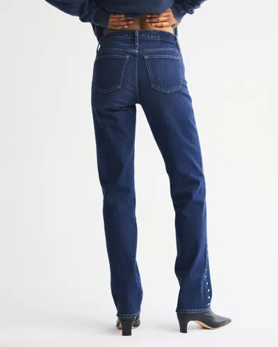 Abercrombie & Fitch Mid Rise 90s Straight Studded Jean In Blue