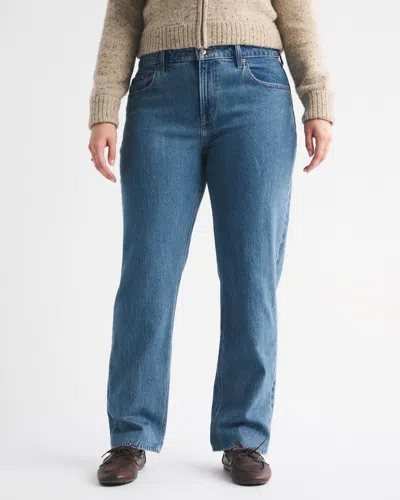 Abercrombie & Fitch Curve Love Mid Rise 90s Straight Jean In Green