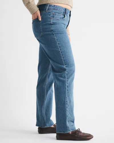 Abercrombie & Fitch Curve Love Mid Rise 90s Straight Jean In Green