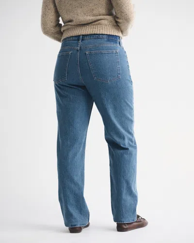 Abercrombie & Fitch Curve Love Mid Rise 90s Straight Jean In Green