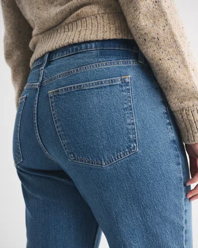 Abercrombie & Fitch Curve Love Mid Rise 90s Straight Jean In Green