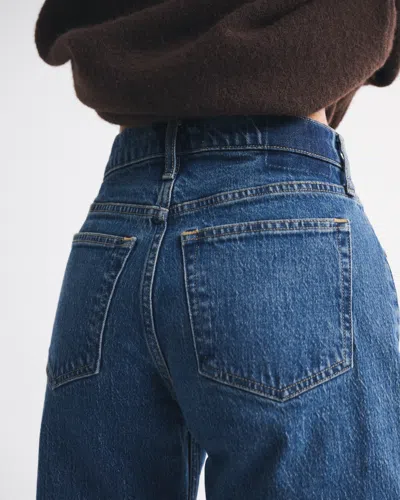 Abercrombie & Fitch High Rise 90s Relaxed Raw Hem Jean In Blue