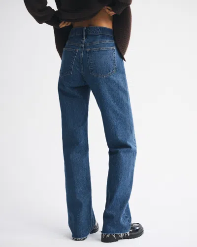 Abercrombie & Fitch High Rise 90s Relaxed Raw Hem Jean In Blue